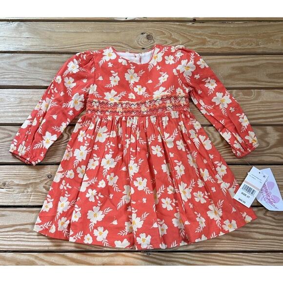 NWT $68 Bonnie Jean Floral Dress Size 2T Girl’s Red - Picture 1 of 8